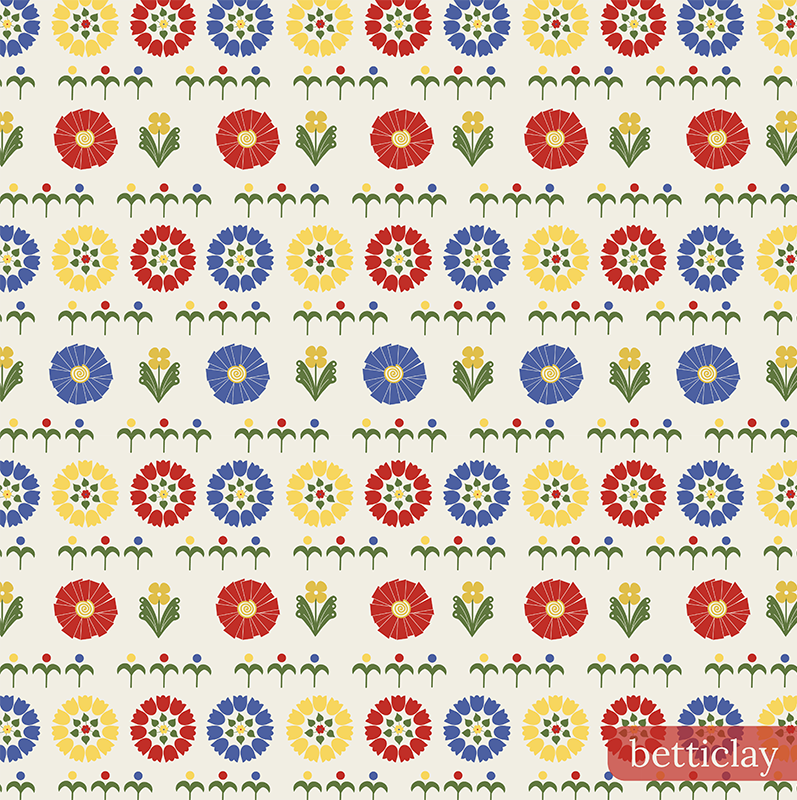 betticlay surface pattern design: seamless floral pattern: Grandma's Kitchen collection, From the Forties colorway.